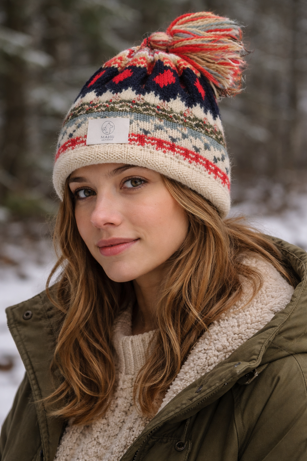FOLK BEANIE Cappello creato a mano MAHU Knitwear