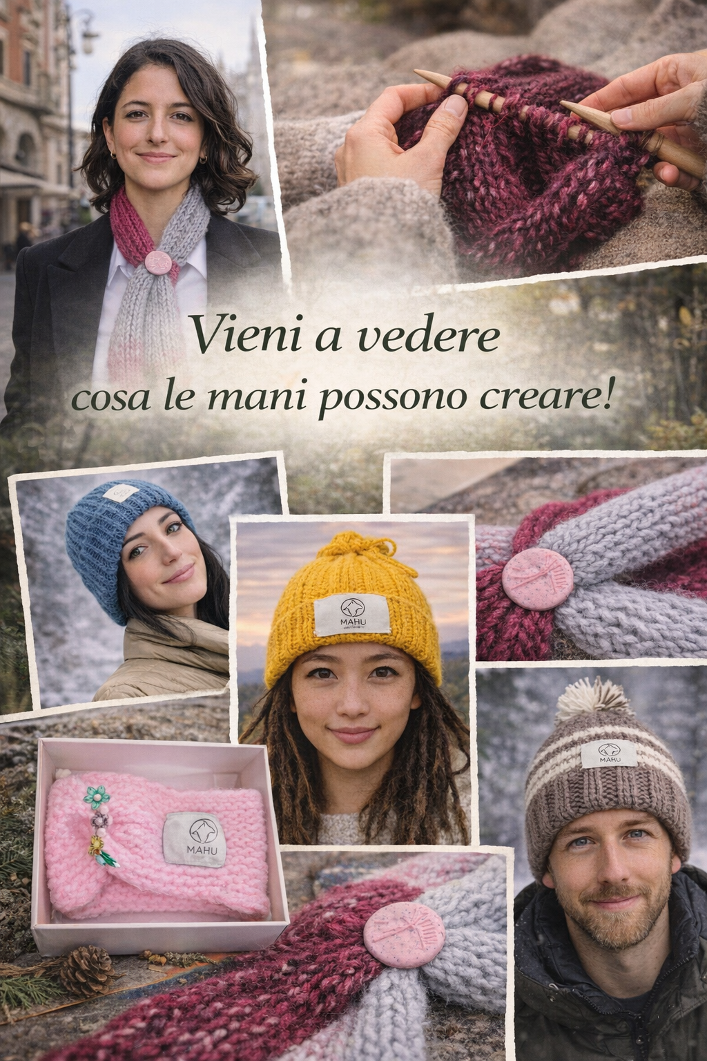 Scaldacollo e cappuccio integrato creato a mano e alla moda MAHU Knitwear
