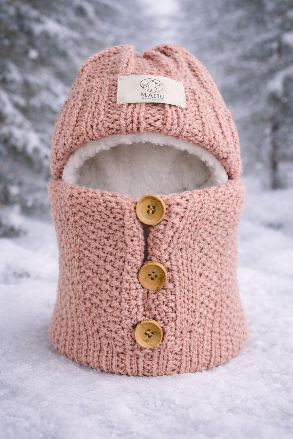 BOREA Passamontagna elegante lavorato a mano MAHU Knitwear