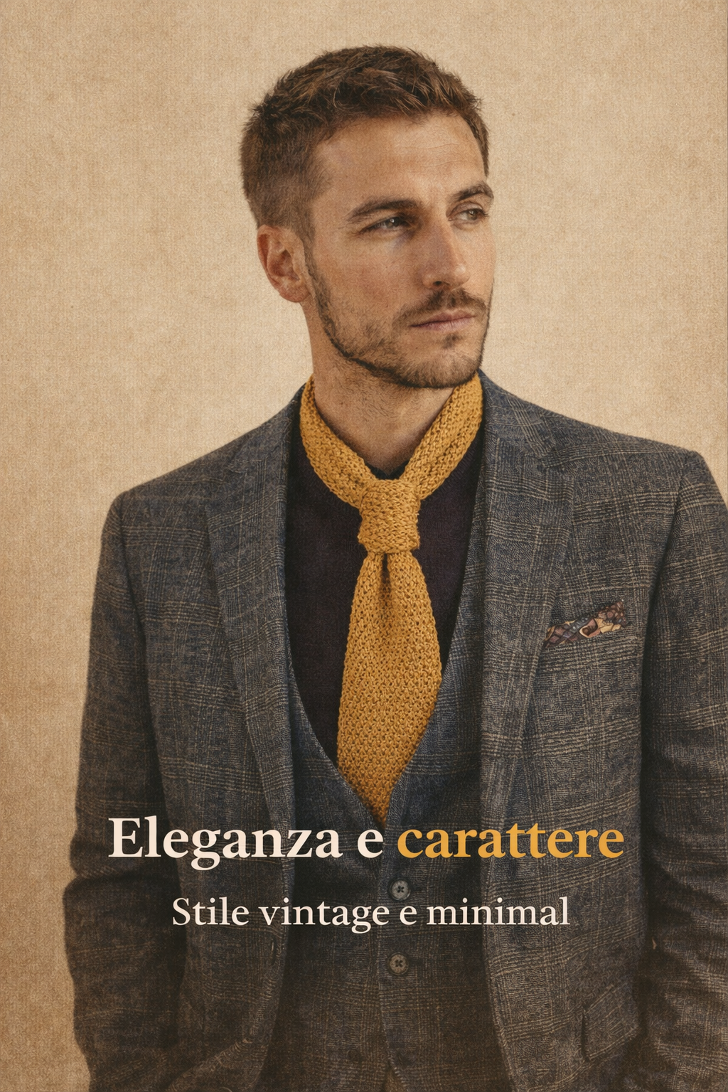 Cravatta realizzata a mano in cotone elastico color rame