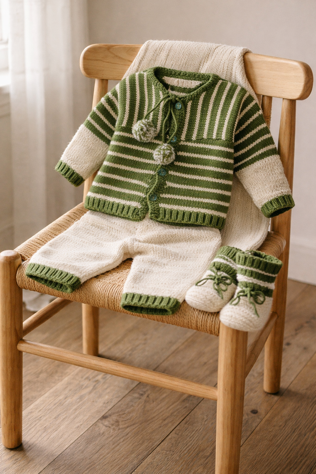 FOREST NEWBORN SET Completo neonato creato a mano MAHU Knitwear