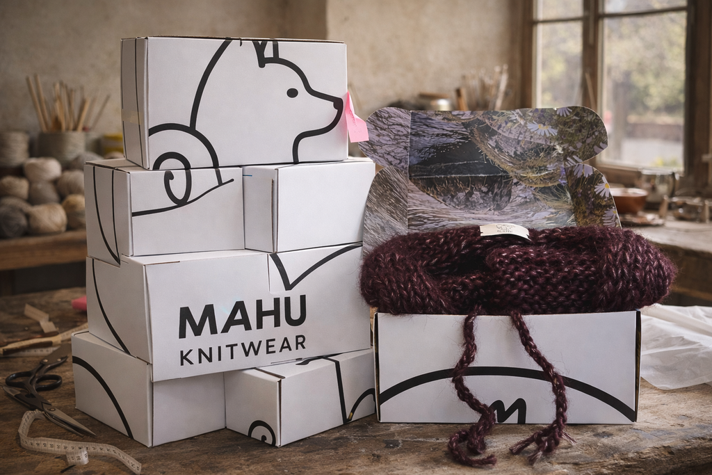 Scaldacollo e cappuccio integrato creato a mano e alla moda MAHU Knitwear